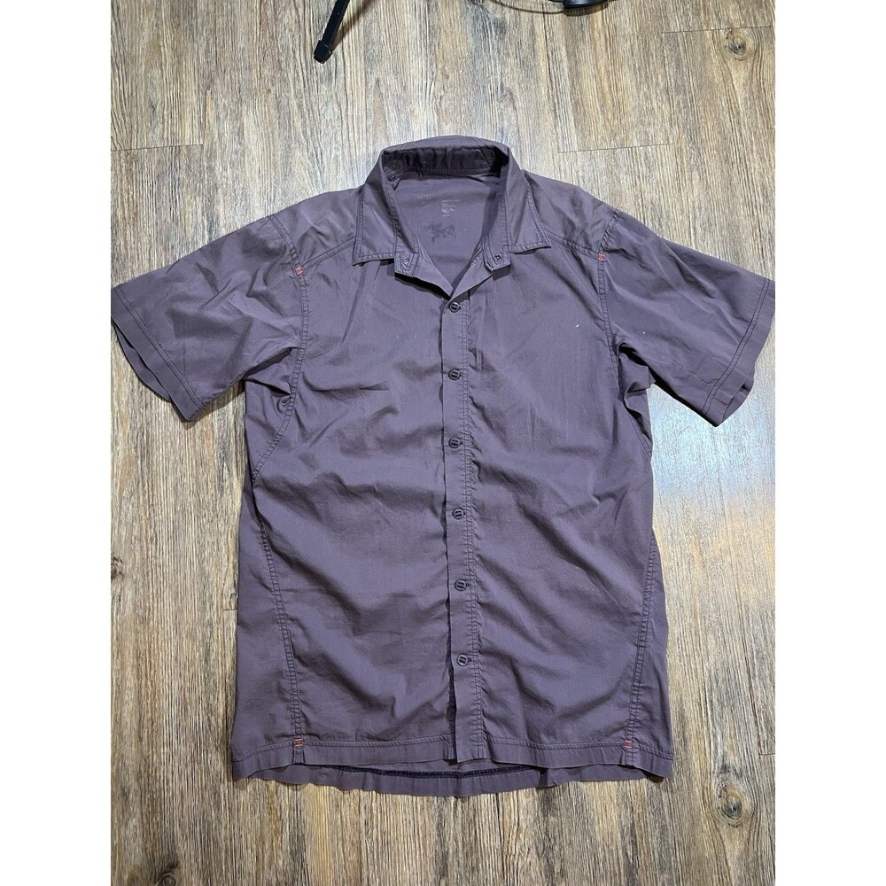 Arc'teryx Transept Shirt Mens M Purple Short Sleeve Nylon Hiking Button Down